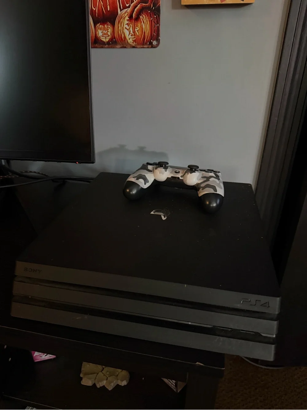 Sony PS4 Pro Black Console with White & Gray Camo Controller
